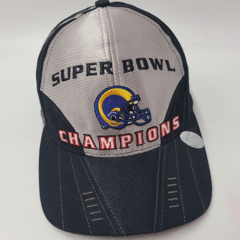 Vintage St Louis Rams Hat Adjustable Puma Black NFL Super Bowl XXXIV Champions